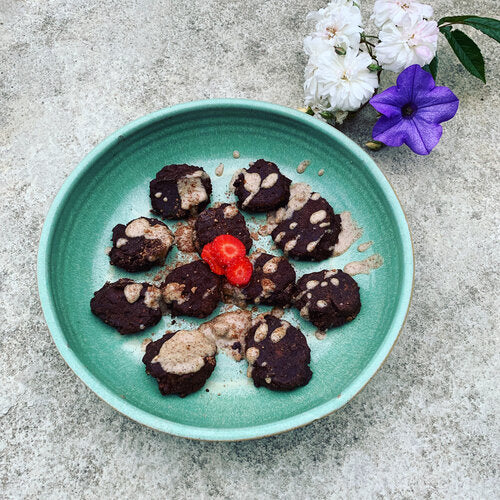 Chocolate Hummus Brownies with Tahini Chocolate Sauce