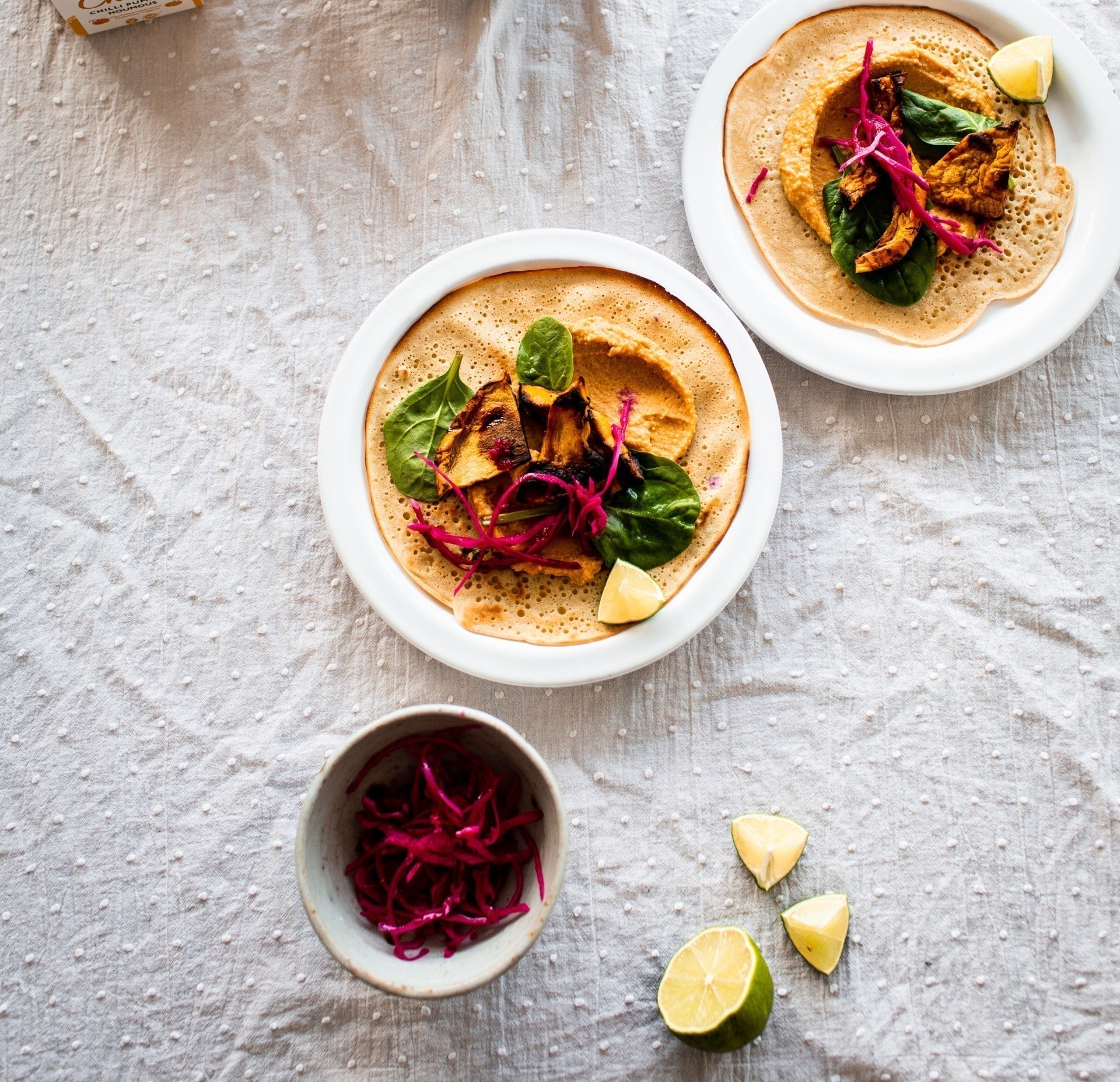 Pancake Day - Mexican Chilli, Harissa, Hummus Pancakes with Basil and Beetroot